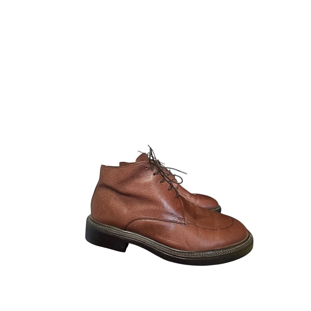 Vintage Eddie Bauer Lace Up Pebbled Leather Brown Ankle Boots Women 7 M Italy